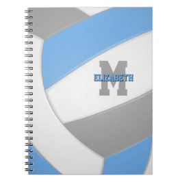 Cuaderno voleibol personalizado azul claro gris blanco