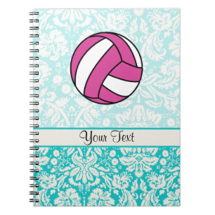 Cuaderno Voleibol rosado; Modelo del damasco