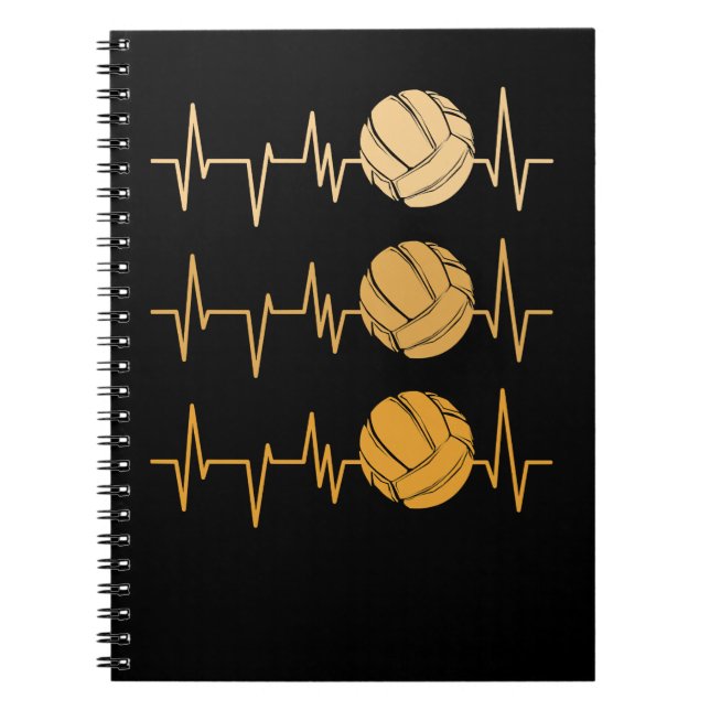 Cuaderno Voleibol Voleibol latido del corazón EKG pulso 88  (Frente)