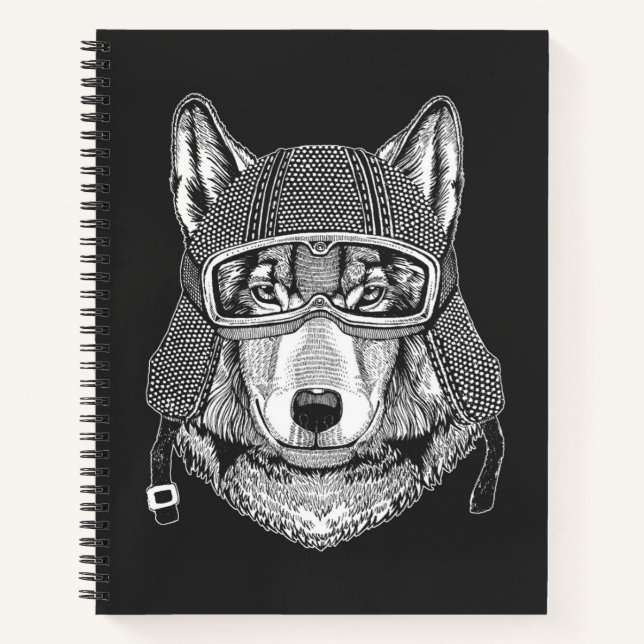 Cuaderno Volf Dog Motorcycle Rider (Anverso)