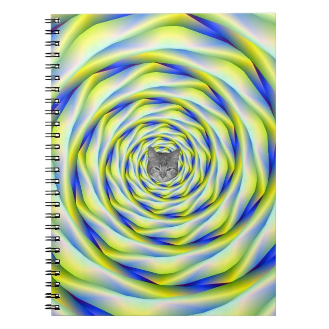 Cuaderno Vórtex para portátiles en azul y amarillo (Frente)