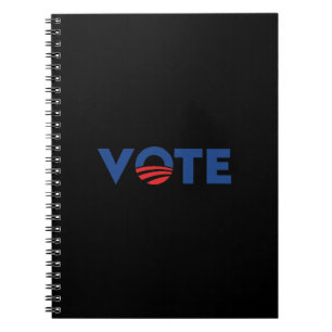 Cuaderno Votar por un demócrata de la tipografía roja y azu