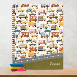 Cuaderno ¡Vroom! ¡Vroom! Chico de patrón de coche y transpo