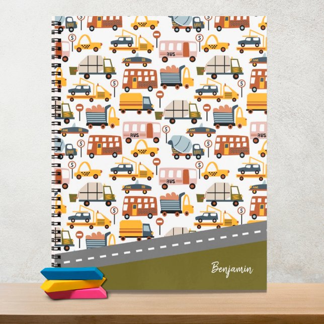 Cuaderno ¡Vroom! ¡Vroom! Chico de patrón de coche y transpo (Subido por el creador)