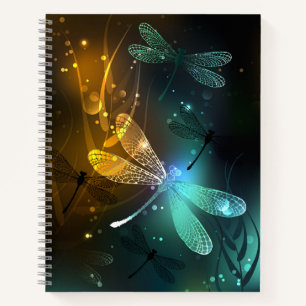 Cuaderno Vuelo de libélula luminosa verde