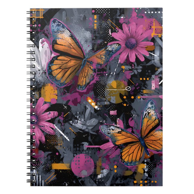 Cuaderno Vuelo de Mariposa Abstracto Vibrante (4) (Frente)