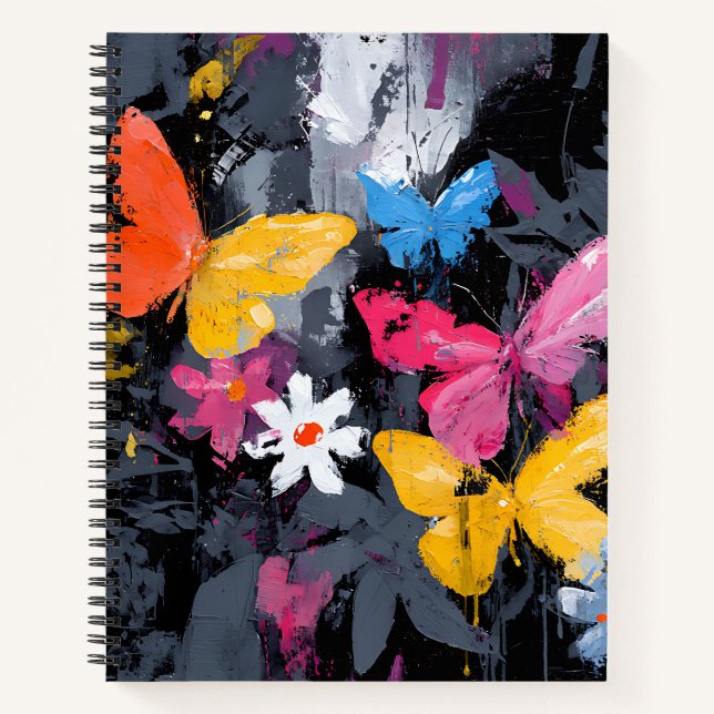 Cuaderno Vuelo de Mariposa Abstracto Vibrante (5) (Anverso)