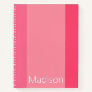 Cuaderno Vuelta al cole Vertical Rayas Rosas Nombre Blanco