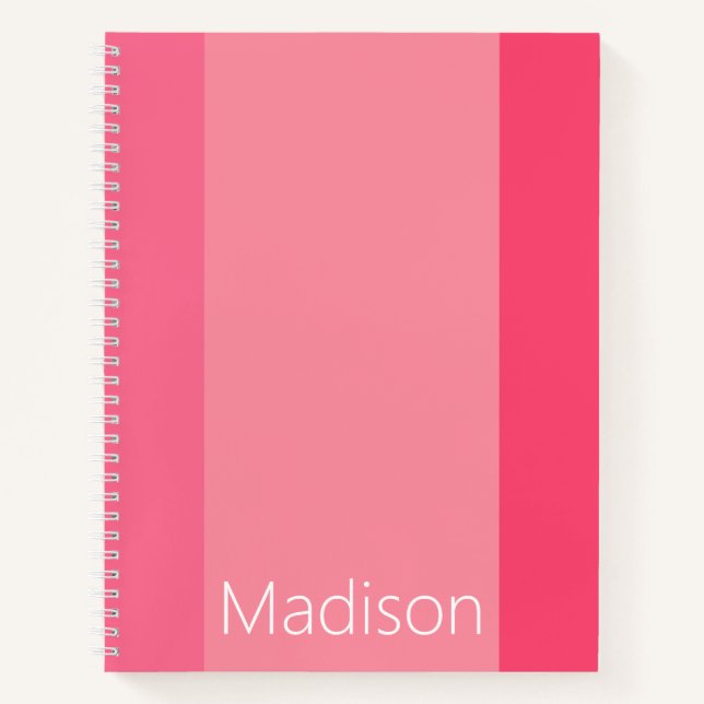 Cuaderno Vuelta al cole Vertical Rayas Rosas Nombre Blanco (Anverso)