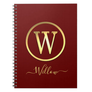 Cuaderno W inicial de oro elegante