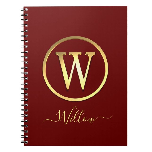 Cuaderno W inicial de oro elegante (Frente)