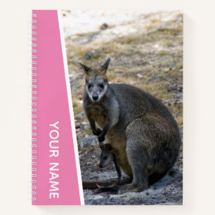 Cuaderno Wallaby y adorable cría joey, Australia, Rosa