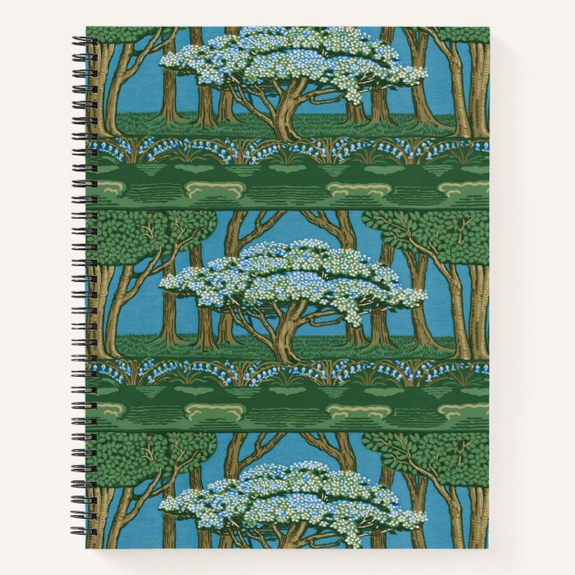 Cuaderno Walter Crane May Tree Wallpaper Green Blue (Anverso)