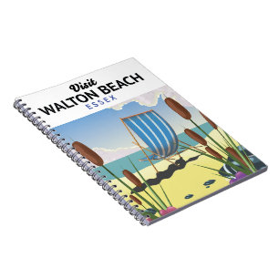 Cuaderno Walton Beach, afiche de viaje de Essex Seaside