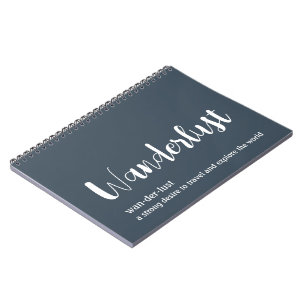 Cuaderno Wanderlust definición color azul blanco
