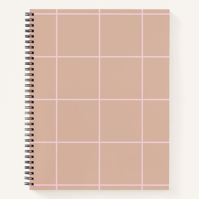 Cuaderno Warm Beige Grid Pattern Minimal Soft Check Design (Anverso)