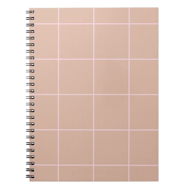 Cuaderno Warm Beige Grid Pattern Minimal Soft Check Design (Frente)
