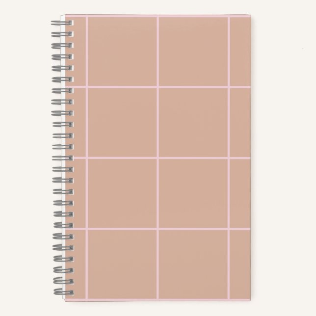 Cuaderno Warm Beige Grid Pattern Minimal Soft Check Design (Anverso)