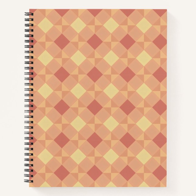 Cuaderno Warm Geometric Diamond Pattern in Peach & Terracot (Anverso)
