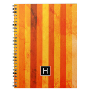 Cuaderno Warm Weathered Naranja Tiras Rojas Monograma