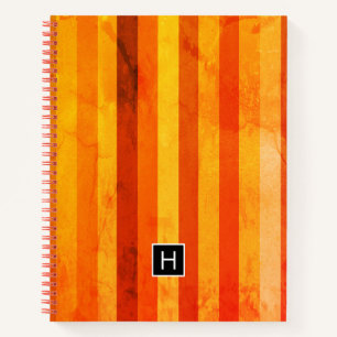Cuaderno Warm Weathered Naranja Tiras Rojas Monograma