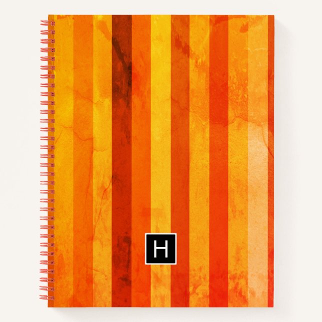Cuaderno Warm Weathered Naranja Tiras Rojas Monograma (Anverso)