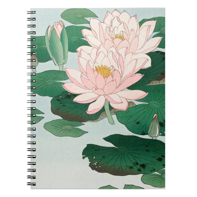 Cuaderno Water Lily by Ohara Koson, Floral Japanese Art (Frente)