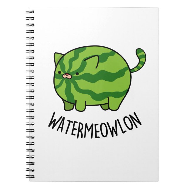 Cuaderno Water-meow-lon Divertida Sandía Gato Juego de Pala (Frente)