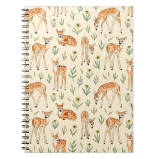 Cuaderno Watercolor adorable ciervo con flores silvestres s