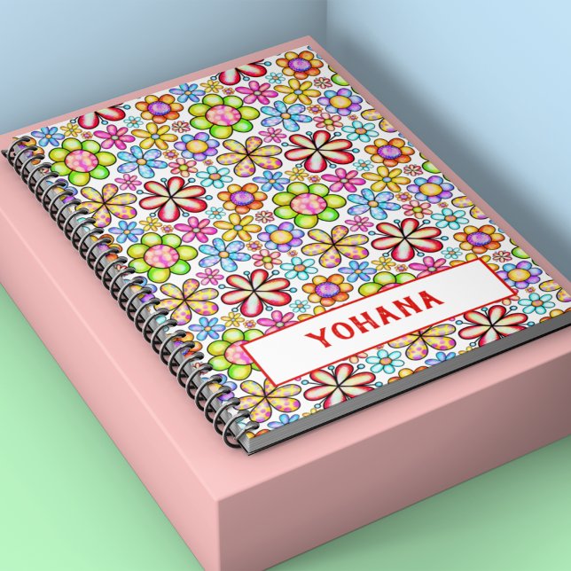 Cuaderno Watercolor Allover Floral Collage personalizado Su (Watercolor Allover Floral Collage custom Summer Notebook)