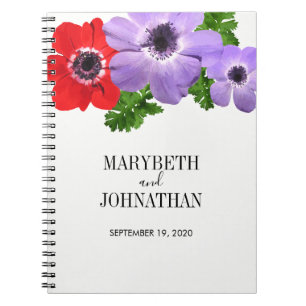 Cuaderno Watercolor Anemone Floral Boda Guest Book