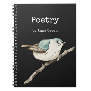 Cuaderno Watercolor bird Poetry writers Notebook