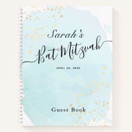 Cuaderno Watercolor Blue x Gold Bat Mitzvah Guest Book