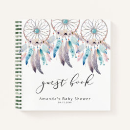 Cuaderno Watercolor Boho Baby Shower Dreamcatcher Guestbook