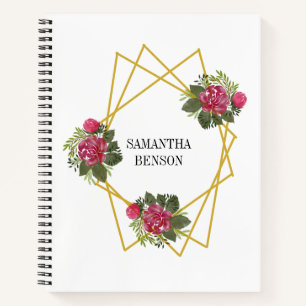 Cuaderno Watercolor Burgundy Floral Geométrico
