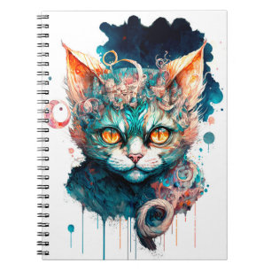 Cuaderno Watercolor cat en estilo steampunk
