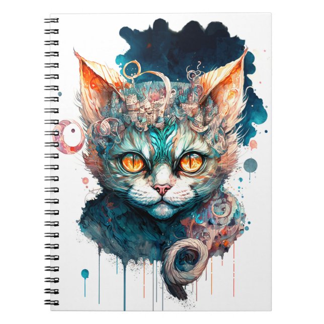 Cuaderno Watercolor cat en estilo steampunk (Frente)