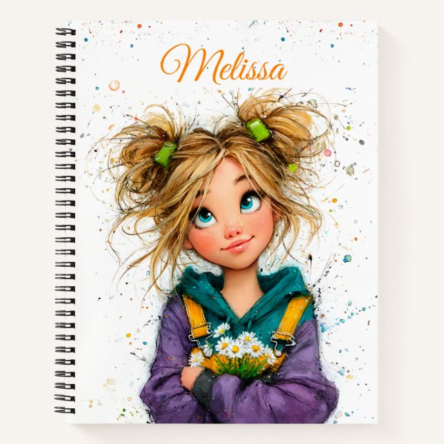Cuaderno Watercolor Cute Quirky Girl  (Anverso)