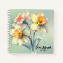 Watercolor Daffodil Flowers Sketchbook