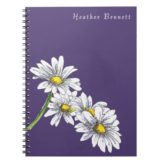 Cuaderno Watercolor Daisy Floral Boho Christmas Gift (Frente)