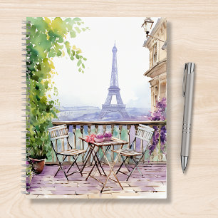 Cuaderno Watercolor Eiffel Tower Paris Café Francés