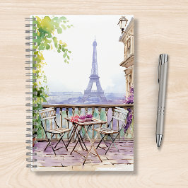 Cuaderno Watercolor Eiffel Tower Paris Café Francés