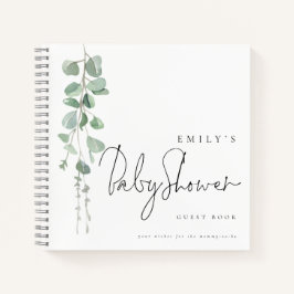 Cuaderno Watercolor Eucalyptus Baby Shower Guest Book