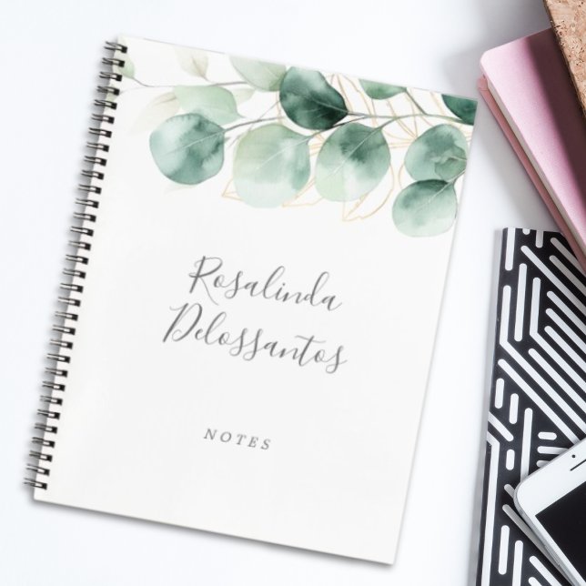 Cuaderno Watercolor Eucalyptus Greenery Gold Floral (Watercolor Eucalyptus Greenery Gold Floral Notebook)