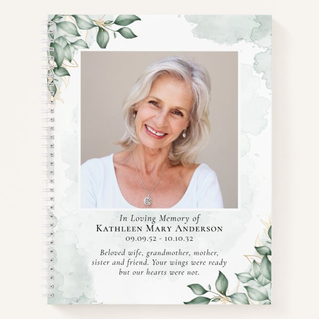 Cuaderno Watercolor Eucalyptus Photo Memorial Guestbook (Anverso)