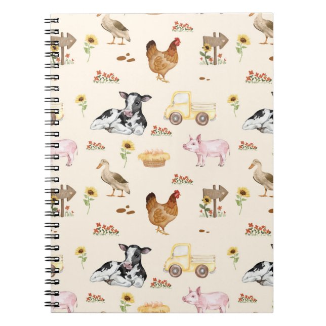Cuaderno Watercolor Farm Scene Seamless Pattern (Frente)