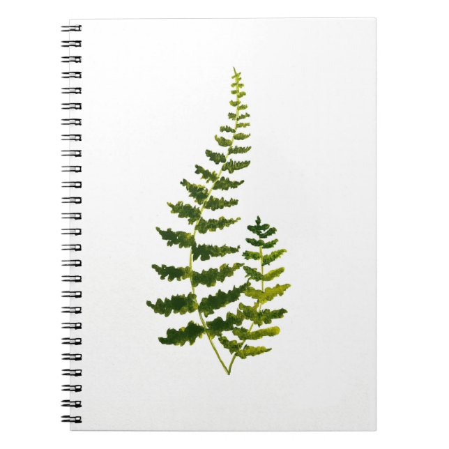 Cuaderno Watercolor Fern Botanical Greenery Rustic Elegant (Frente)