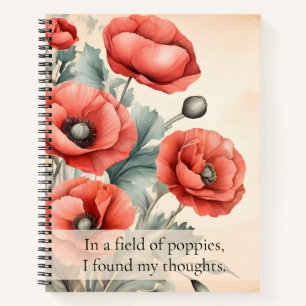 Cuaderno Watercolor Flor silvestre Rojo Poppies Summer