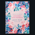 Cuaderno Watercolor Floral 40th Birthday Guest Book Rubor<br><div class="desc">Celebre en estilo con nuestro brillante y audaz libro de Fiestas de cumpleaños número 40,  con nuestro impresionante diseño floral de acuarela en azul y rosa. ¡Pida ahora y haz que tu 40 cumpleaños sea memorable!</div>