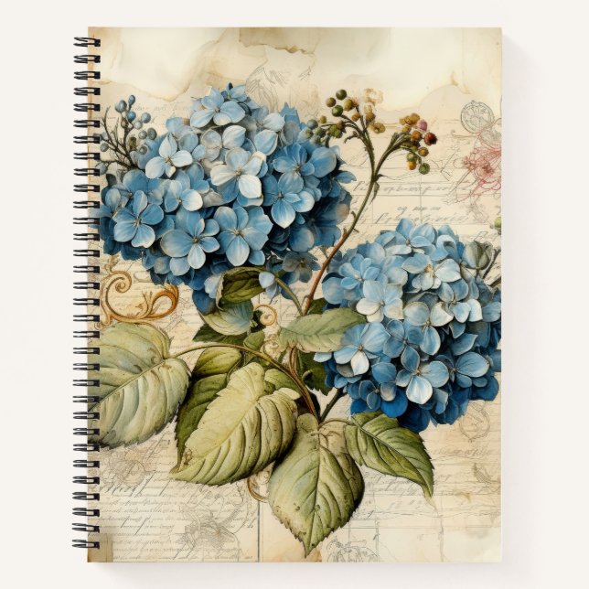 Cuaderno Watercolor Floral Blue Hydrangea (Anverso)